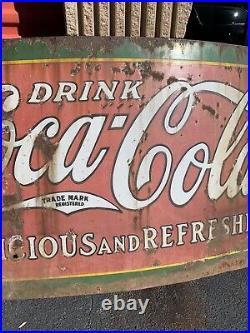 Vintage Porcelain Drink Coca Cola Advertising Sign From The 1930's 8ft By 4ft