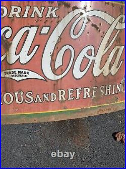 Vintage Porcelain Drink Coca Cola Advertising Sign From The 1930's 8ft By 4ft