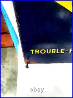 Vintage Porcelain Enamel Sign Good Year Cycle Tyre Double Side With Flange 1930