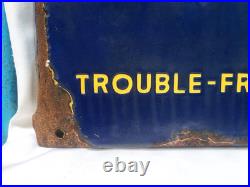 Vintage Porcelain Enamel Sign Good Year Cycle Tyre Double Side With Flange 1930