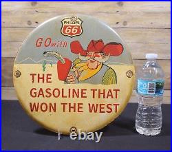 Vintage Porcelain Enamel Sign Phillips 66 Cowboy