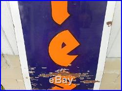 Vintage Porcelain FIRESTONE TIRES GAS STATION OIL 6' VERTICAL ADVERTISING SIGN