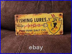 Vintage Porcelain Fishing Lures Sign