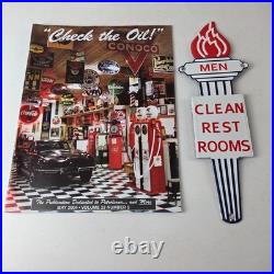 Vintage Porcelain Gasoline Magazine Motor Oil Gas Pump Porcelain Ad Sign Vintage Porcelain Gasoline Magazine Motor Oil Gas Pump Porcelain Ad Sign