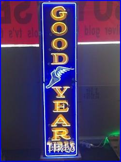 Vintage Porcelain Goodyear Sign 1960's Neon Advertising Tire Gas Oil Station