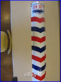Vintage Porcelain Marvy Barber Shop Pole Curved Sign 48 x 8 NO RESERVE