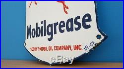 Vintage Porcelain Mobil Grease Service Station Gasoline Pegasus Pump Plate Sign