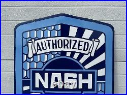 Vintage Porcelain Nash Service Sign Gas Oil Rambler Metropolitan Double Sided