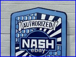 Vintage Porcelain Nash Service Sign Gas Oil Rambler Metropolitan Double Sided