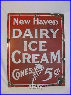 Vintage Porcelain New Haven Ice Cream Sign Connecticut