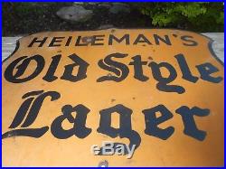 Vintage Porcelain OLD STYLE LAGER BEER Advertising Die Cut Shield Brewery SIGN