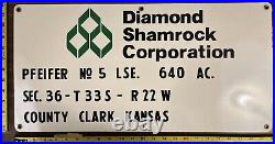 Vintage Porcelain Oil Field Sign Diamond Shamrock Corp, County Clark Kansas