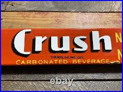 Vintage Porcelain Orane Crush Sign Store Door Push Bar 32 Soda Beverage Gas Oil