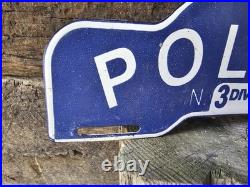 Vintage Porcelain Police N. Y. P. D New York Porcelain Car Tag Sign 11 X 4