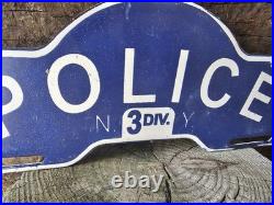 Vintage Porcelain Police N. Y. P. D New York Porcelain Car Tag Sign 11 X 4