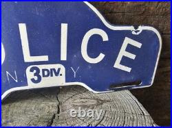 Vintage Porcelain Police N. Y. P. D New York Porcelain Car Tag Sign 11 X 4