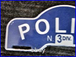 Vintage Porcelain Police New York 3rd Division Porcelain Car Tag Sign 11 X 4