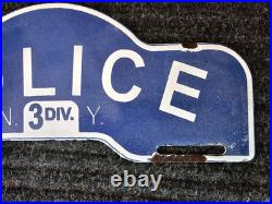 Vintage Porcelain Police New York 3rd Division Porcelain Car Tag Sign 11 X 4