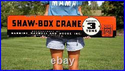 Vintage Porcelain Shaw Box Crane Sign Industrial Machine 3 Tons orange Original