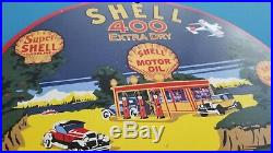 Vintage Porcelain Shell Gasoline Service Station 400 Extra Dry Pump Plate Sign