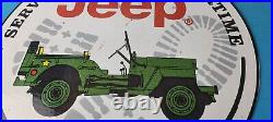 Vintage Porcelain Sign Jeep Vehicles War Time 4 Wheel Drive Army Gas Pump Sign