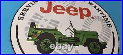 Vintage Porcelain Sign Jeep Vehicles War Time 4 Wheel Drive Army Gas Pump Sign