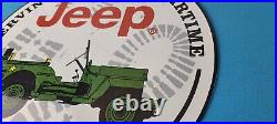 Vintage Porcelain Sign Jeep Vehicles War Time 4 Wheel Drive Army Gas Pump Sign