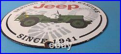 Vintage Porcelain Sign Jeep Vehicles War Time 4 Wheel Drive Army Gas Pump Sign