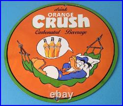 Vintage Porcelain Sign Orange Crush Beverage Donald Duck Gas Station Sign