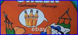 Vintage Porcelain Sign Orange Crush Beverage Donald Duck Gas Station Sign