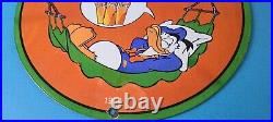 Vintage Porcelain Sign Orange Crush Beverage Donald Duck Gas Station Sign