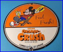 Vintage Porcelain Sign Orange Crush Beverage Mickey Mouse Gas Pump Sign