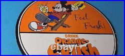 Vintage Porcelain Sign Orange Crush Beverage Mickey Mouse Gas Pump Sign