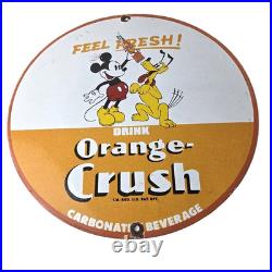 Vintage Porcelain Sign Orange Crush Beverage Mickey Mouse Gas Station Sign