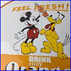 Vintage Porcelain Sign Orange Crush Beverage Mickey Mouse Gas Station Sign