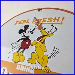 Vintage Porcelain Sign Orange Crush Beverage Mickey Mouse Gas Station Sign