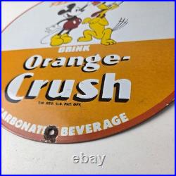 Vintage Porcelain Sign Orange Crush Beverage Mickey Mouse Gas Station Sign