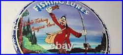 Vintage Porcelain Sign Paw Paw Bait Goofy Fishing Sign Gas Service Pump Sign
