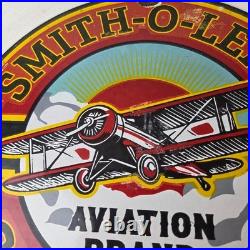 Vintage Porcelain Smitholene Gasoline Sign Aviation Service Gas Pump Sign