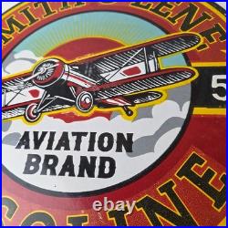 Vintage Porcelain Smitholene Gasoline Sign Aviation Service Gas Pump Sign
