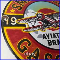 Vintage Porcelain Smitholene Gasoline Sign Aviation Service Gas Pump Sign