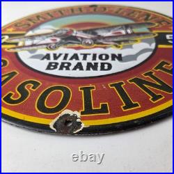 Vintage Porcelain Smitholene Gasoline Sign Aviation Service Gas Pump Sign