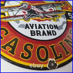 Vintage Porcelain Smitholene Gasoline Sign Aviation Service Gas Pump Sign