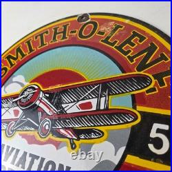 Vintage Porcelain Smitholene Gasoline Sign Aviation Service Gas Pump Sign