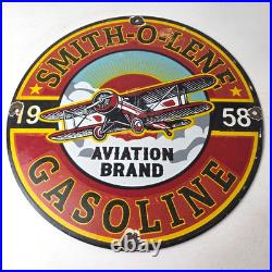 Vintage Porcelain Smitholene Gasoline Sign Aviation Service Gas Pump Sign