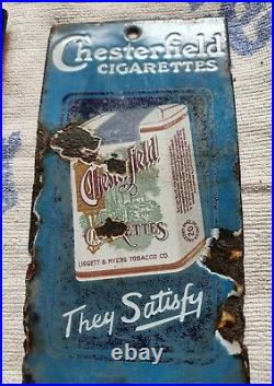 Vintage Porcelain sign, Door Push Advertising 1920 Doorpush Chesterfield tobacco
