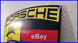 Vintage Porsche Porcelain Gas Auto Stuttgart Dealership Service Sales Sign