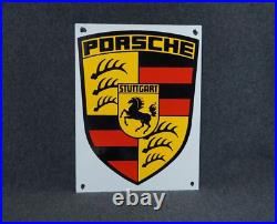 Vintage Porsche Porcelain Metal Stuttgart Germany Gas Pump Oil Sign Rare Ad
