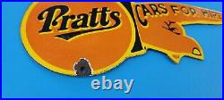 Vintage Pratts Hand Porcelain Car For Hire Service Station Gas Pump Plate Sign