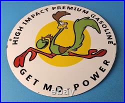 Vintage Premium Gasoline Sign Mopar Road Runner Racing Auto Gas Porcelain Sign